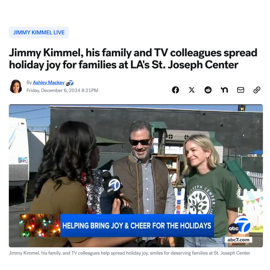 Jimmy Kimmel, His Family, and TV Colleagues Spread Holiday Joy for Families at LA's St. Joseph Center