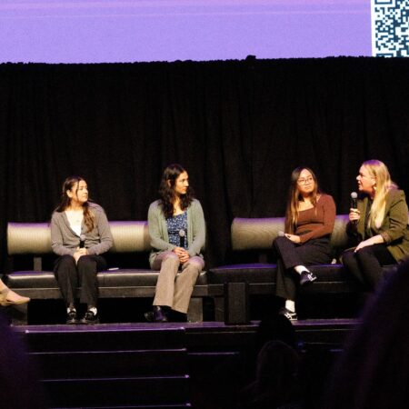 Frejya speaking on a panel with four other women at the SoCal Women’s Leadership Summit, November 2024.