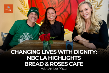 NBC LA California Live segment highlighting Bread & Roses Café with Amber Pfister